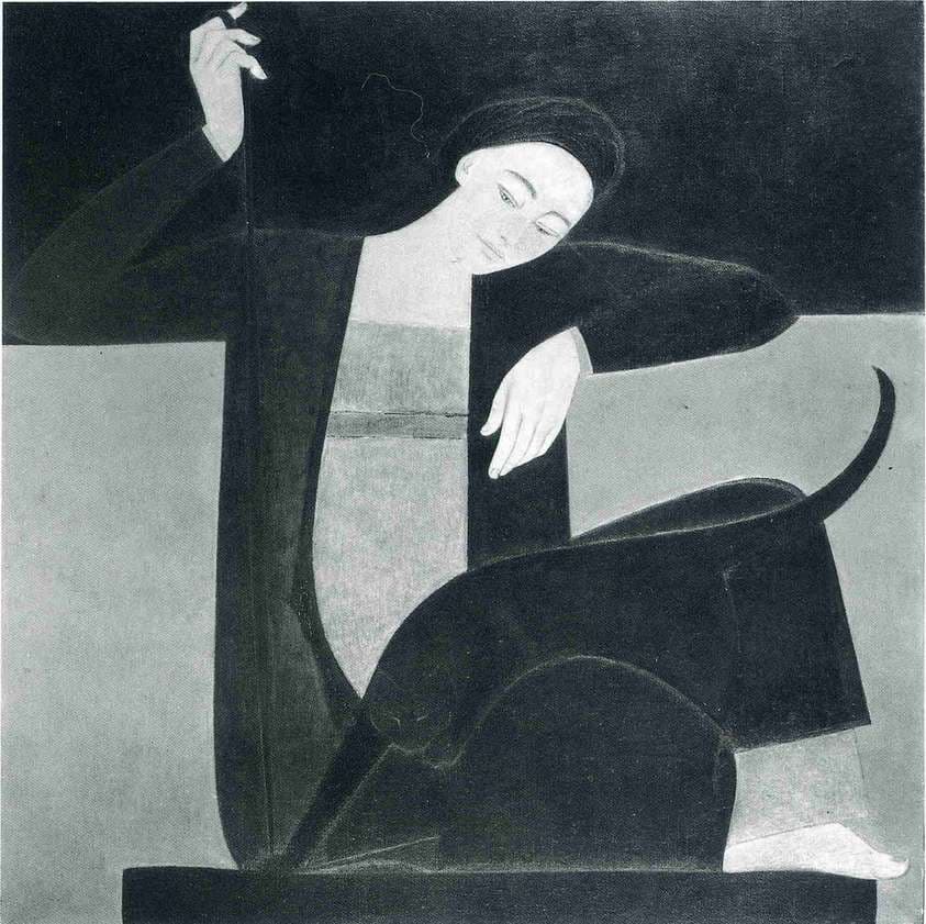 Woman, Cat and String — Will Barnet