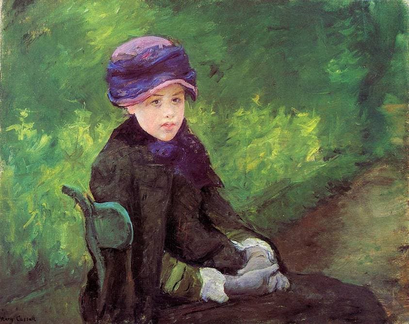 Susan Seated Outdoors Wearing a Purple Hat — Mary Cassatt