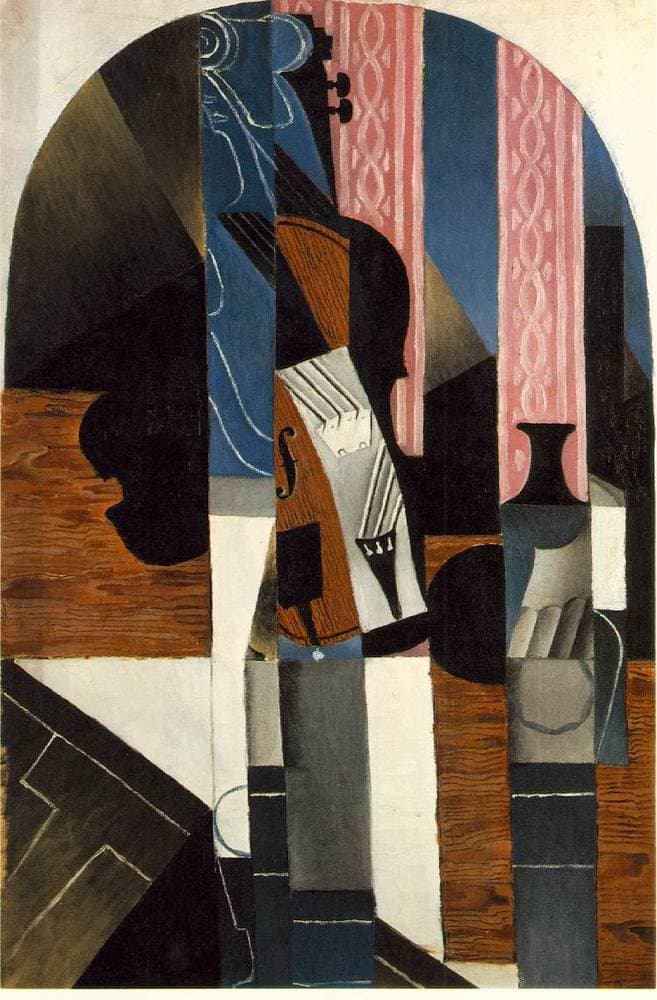 Violin and ink bottle on a table — Juan Gris