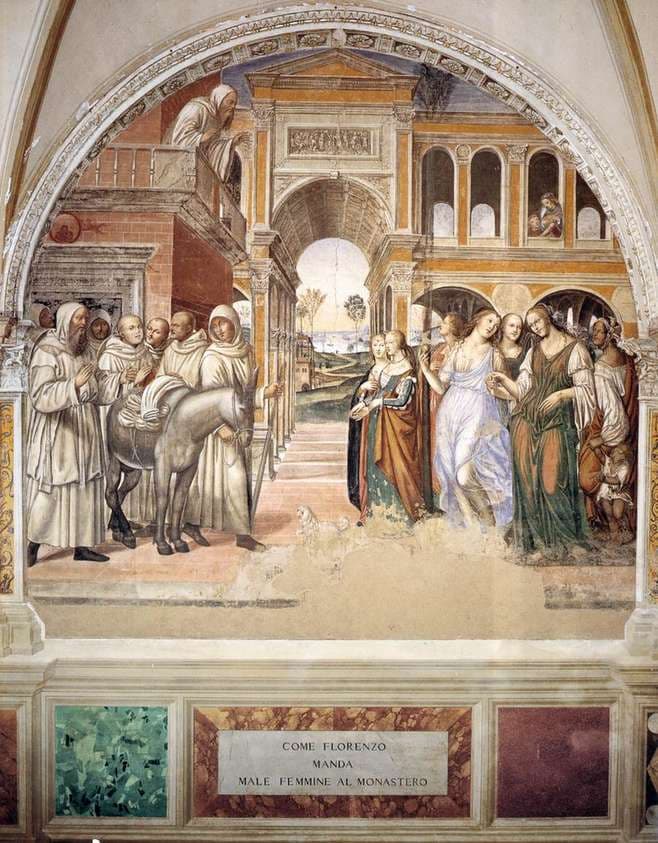 Life of St Benedict, Scene 19. Benedict Sends Away the Harlots — Il Sodoma