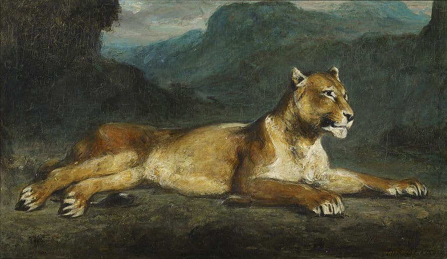 Lioness Reclining — Eugène Delacroix