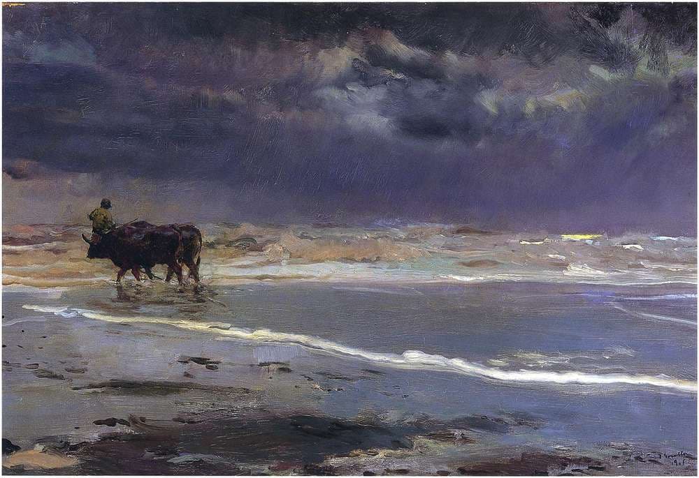 Gray day on Valencia beach — Joaquín Sorolla