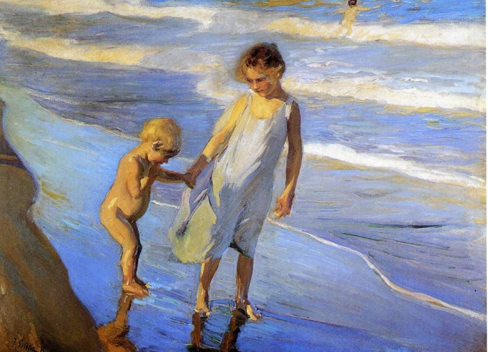 Valencia, Two LIttle Girls on a Beach — Joaquín Sorolla