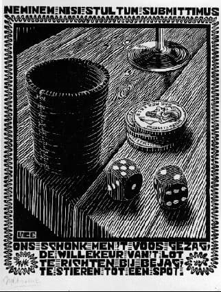 Emblemata - Dice — M.C. Escher