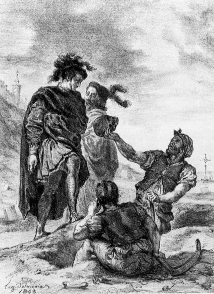 Hamlet and Horatio before the Grave Diggers — Eugène Delacroix