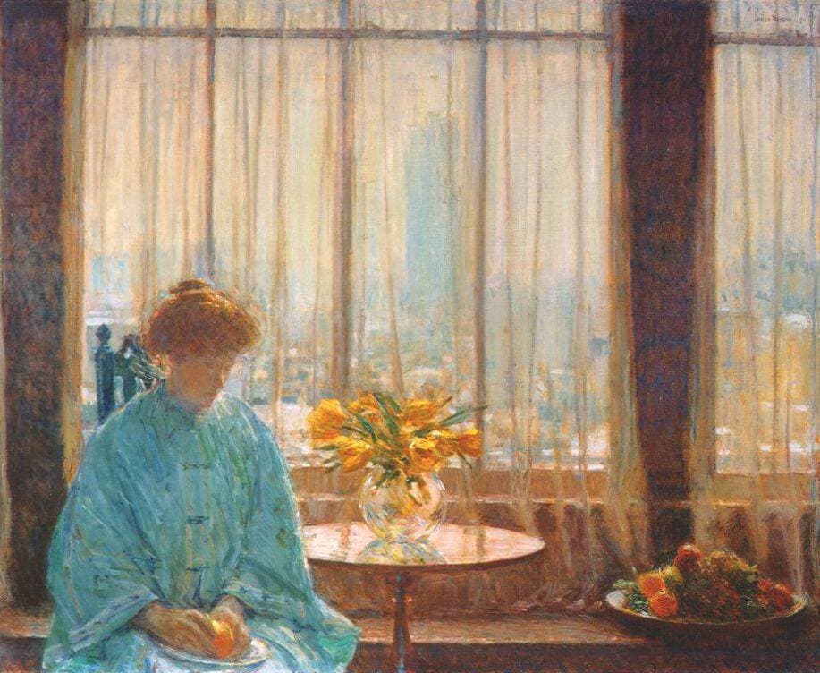 The Breakfast Room, Winter Morning — Childe Hassam