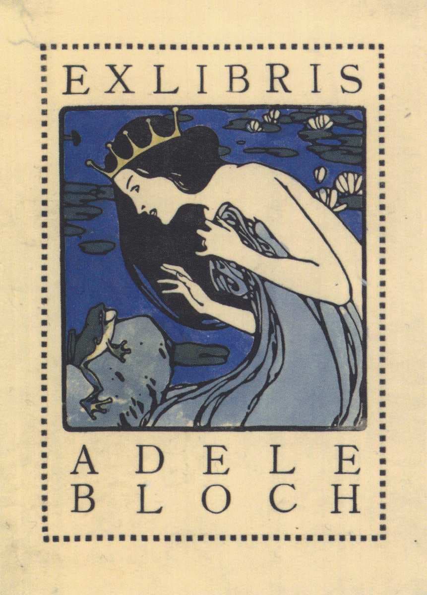 Exlibris Adele Bloch - Bookplate with princess and frog — Koloman Moser