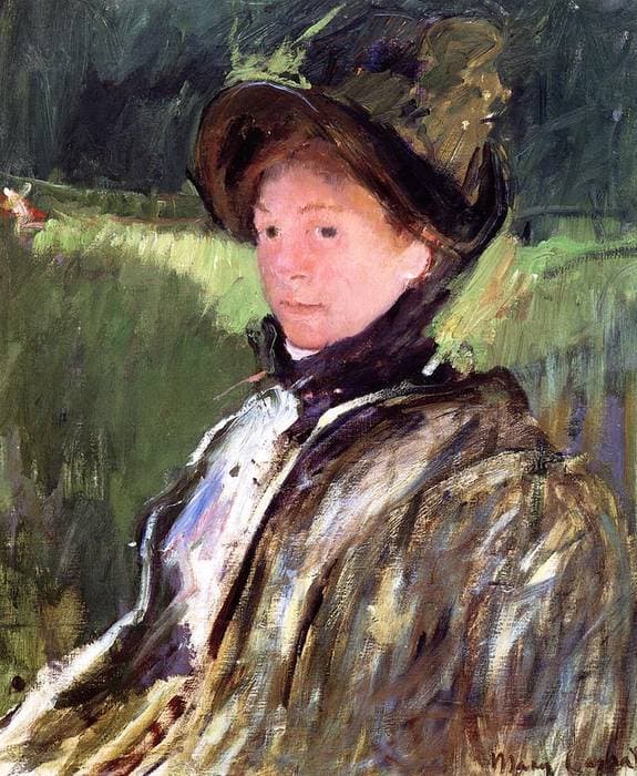 Lydia Cassatt in a Green Bonnet and a Coat — Mary Cassatt