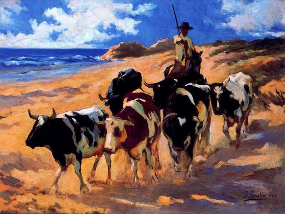 Oxen at the Beach — Joaquín Sorolla