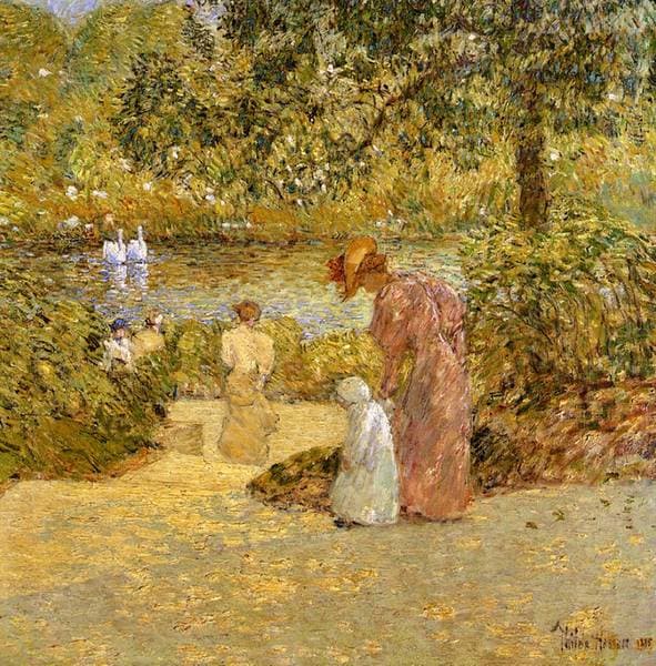 Descending the Steps, Central Park — Childe Hassam