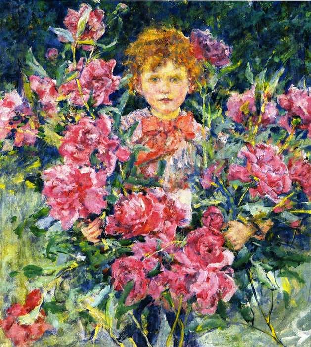 Boy with Red Peonies — Robert Reid