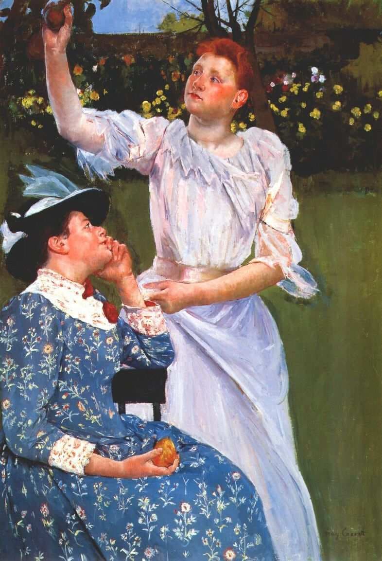 Young Woman Picking Fruit — Mary Cassatt