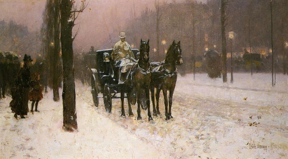 Street Scene with Hansom Cab — Childe Hassam