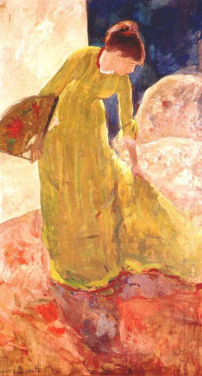 Woman Standing, Holding a Fan — Mary Cassatt