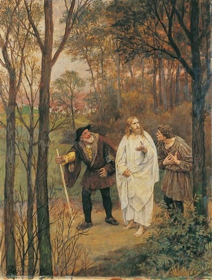 CHRISTUS UND DIE JÜNGER VON EMMAUS — Eduard von Gebhardt