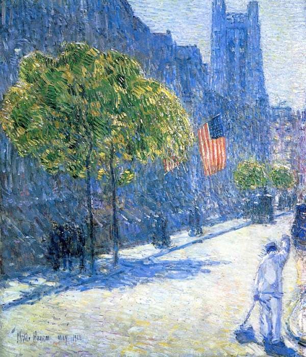 Just Off the Avenue, Fifty-Third Street, May — Childe Hassam