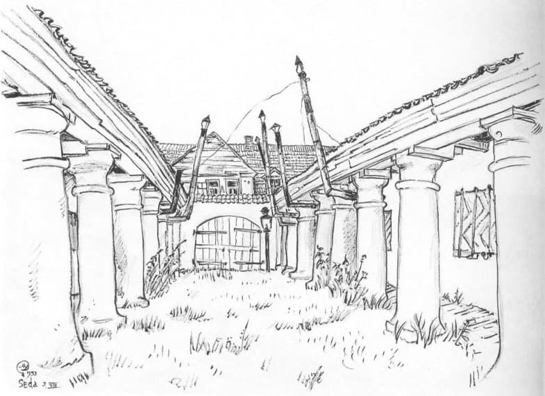 Seda, a yard of shop — Mstislav Dobuzhinsky