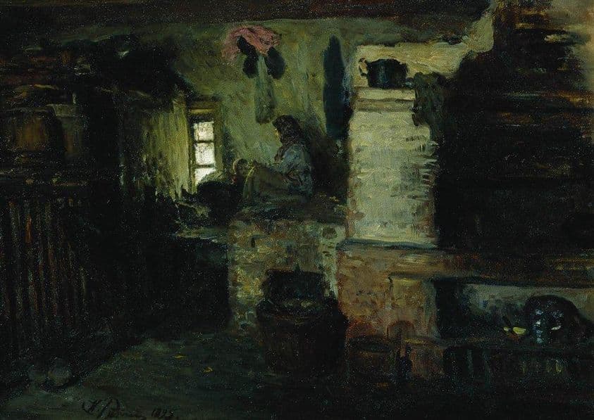 In the hut — Ilya Repin