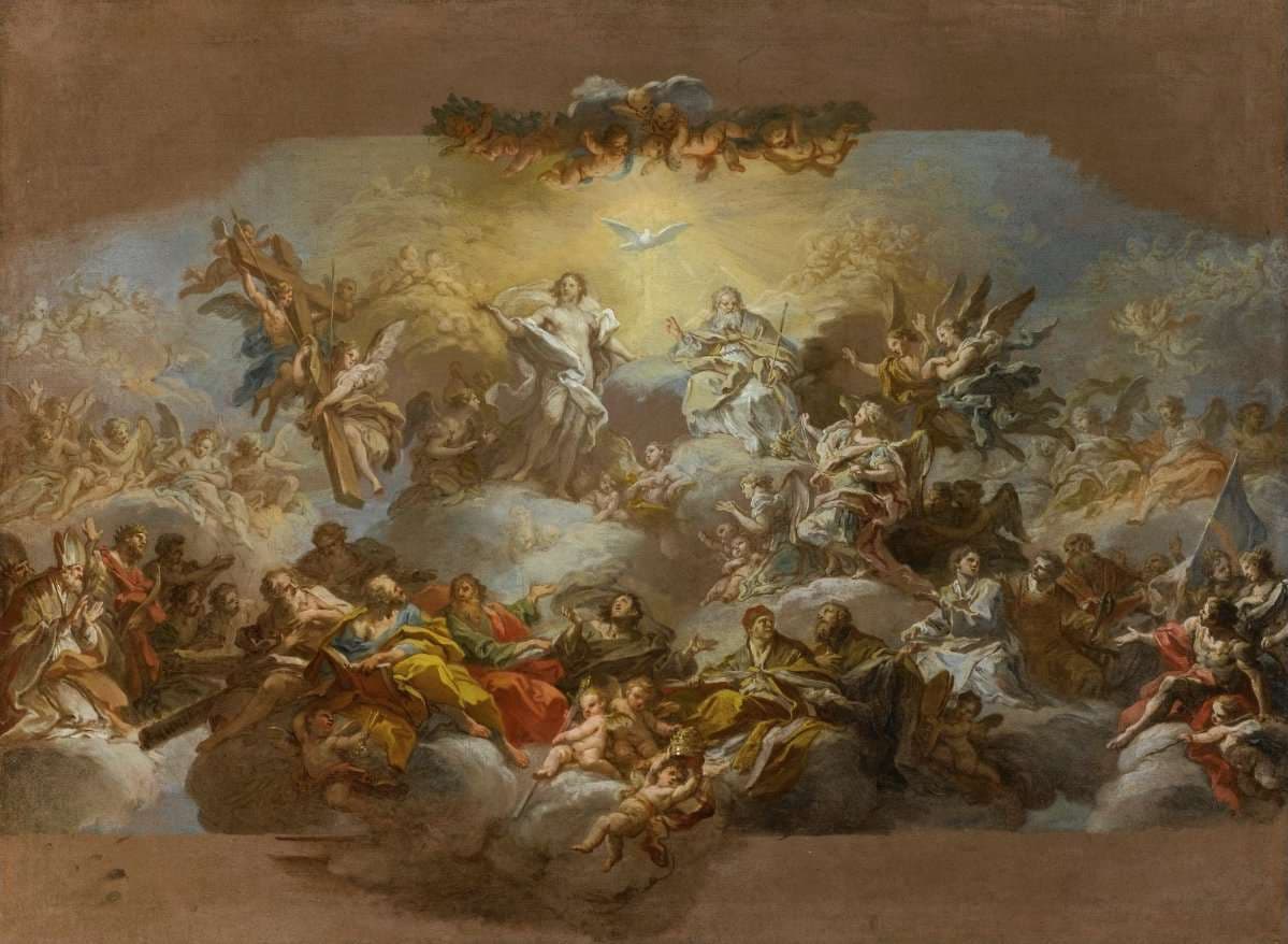 The Holy Trinity and Saints in Glory — Sebastiano Conca