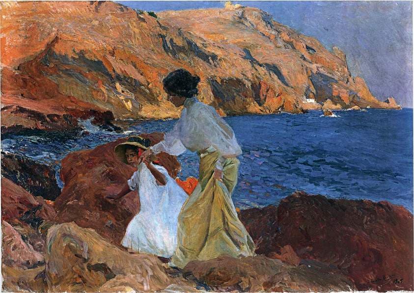 Clotilde and Elena on the Rocks at Javea — Joaquín Sorolla