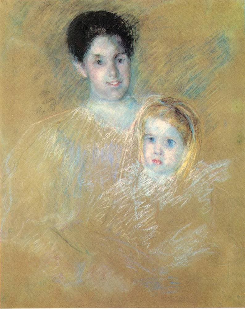 Smiling Mother with Sober Faced Child — Mary Cassatt