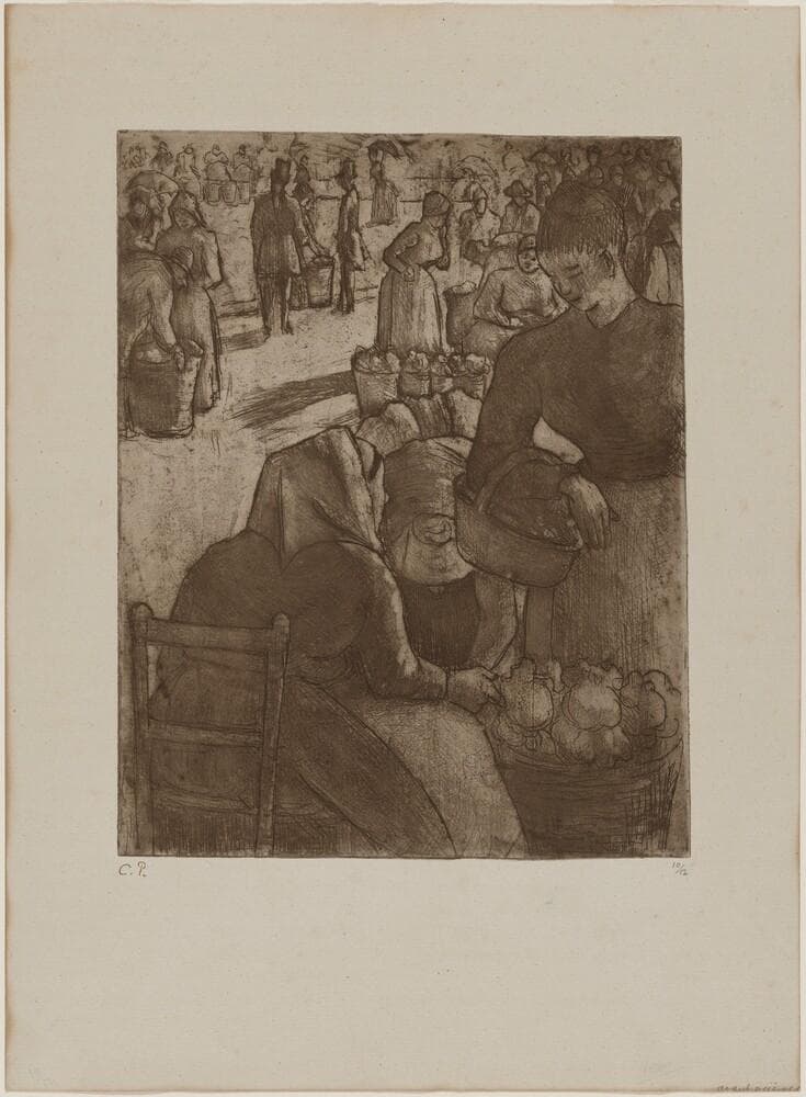 Vegetable Market at Pontoise (Marché aux légumes á Pontoise) — Camille Pissarro