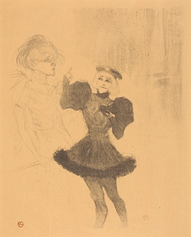 Lender and Lavalliere in "Le fils de l'Aretin" (Lender et Lavallière dans "Le fils de l'Arétin") — Henri de Toulouse-Lautrec