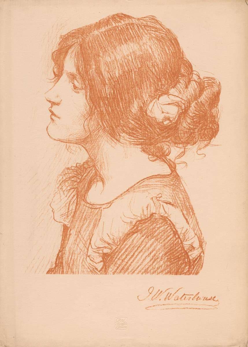 Head of a Woman (Various lithographs from 'The Studio' journal) — John William Waterhouse