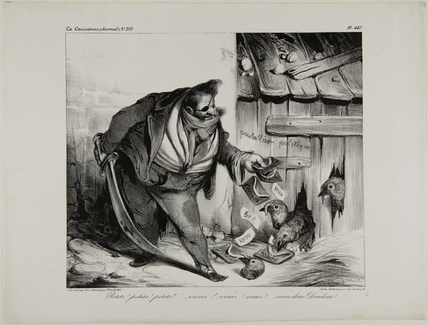 Come Here Little Chick, Chick..... Chick... Chick, Come Little Turkeys, plate 442 — Honoré Daumier