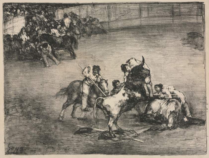 The Bulls of Bordeaux: Picador Caught by a Bull — Francisco Goya