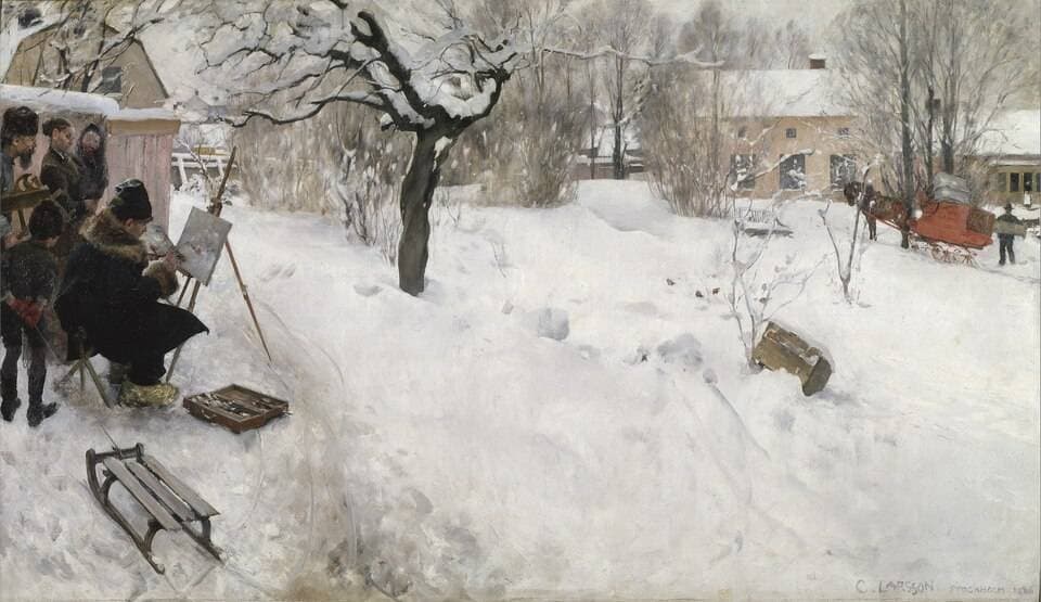 Open-Air Painter. Winter-Motif from Åsögatan 145, Stockholm — Carl Larsson