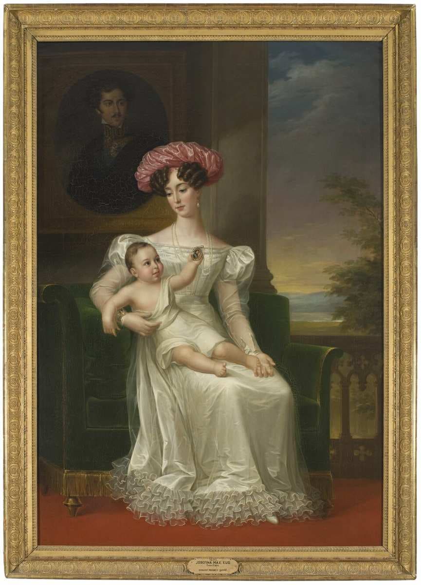 Josefina (1807–1876), Princess of Leuchtenberg , Crown Princess of Sweden and Norway, with her Son, Charles (later Charles XV) (1826–1872), Prince of Sweden and Norway, 1826 — Fredric Westin