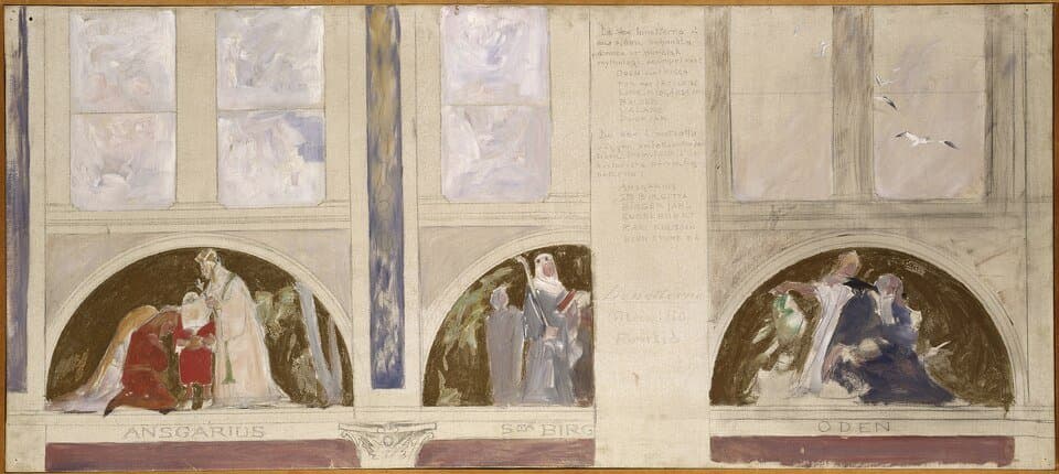 Second Proposed Decoration of Lunettes in the Upper Hall of the NM — Carl Larsson