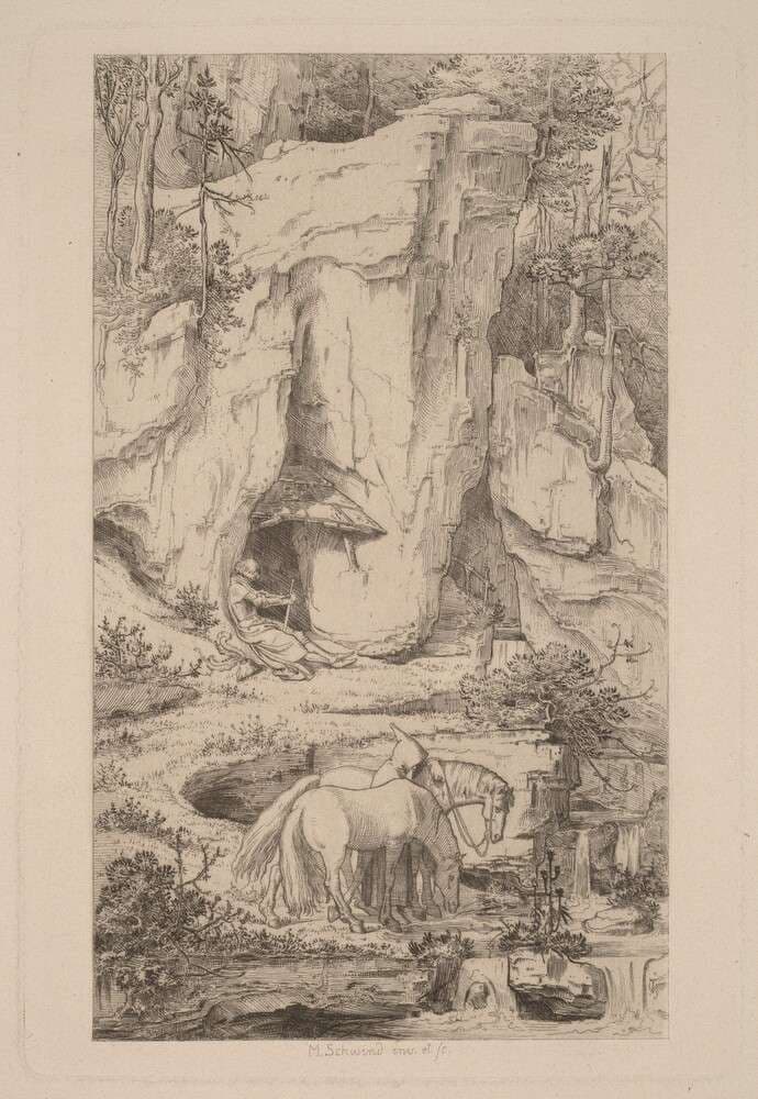 A Monk Leading Horses to Water — Moritz von Schwind