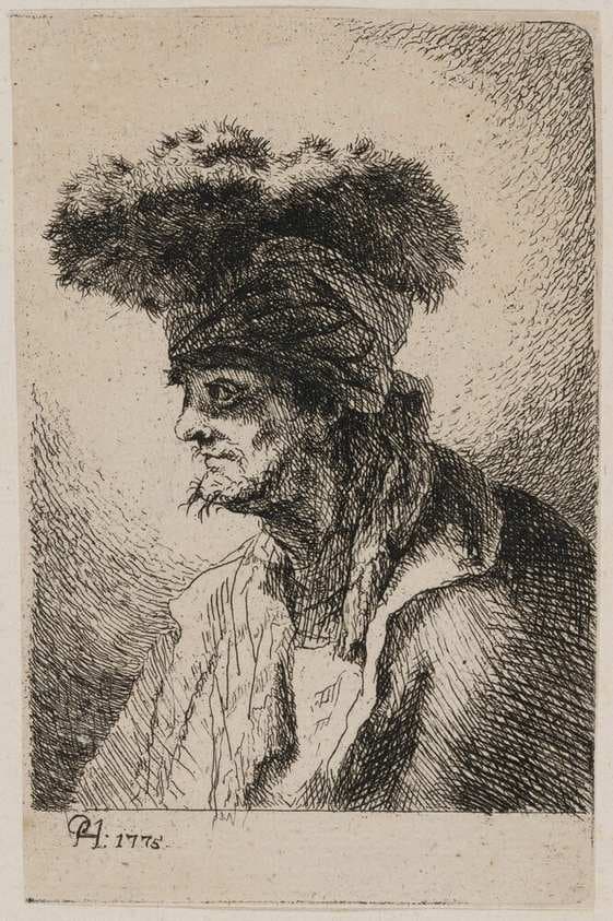 Oriental with a Fur Hat, Looking Left — Paul Haubenstricker