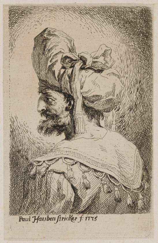 Oriental with a Soft Hat in Profile, Looking Left — Paul Haubenstricker