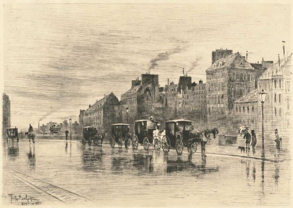 Une Matinée d'Hiver au Quai de l'Hôtel-Dieu (Winter Morning on the Quai de l'Hôtel-Dieu) — Félix-Hilaire Buhot