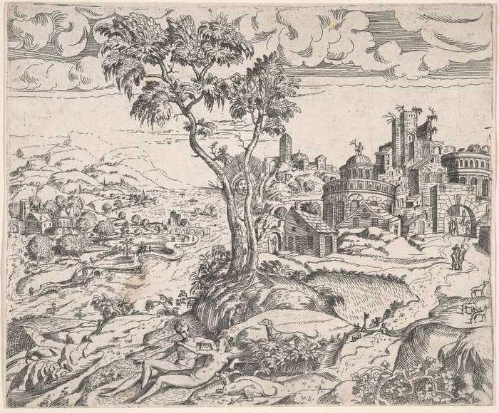 Imaginary Landscape with an Amorous Couple — Angelo Falconetto