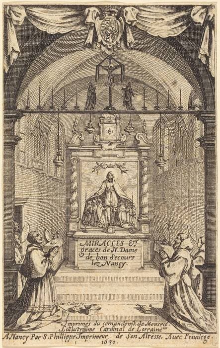 Frontispiece for the Miracles and Graces of Our Lady of "Bon-Secours-les-Nancy" — Jacques Callot