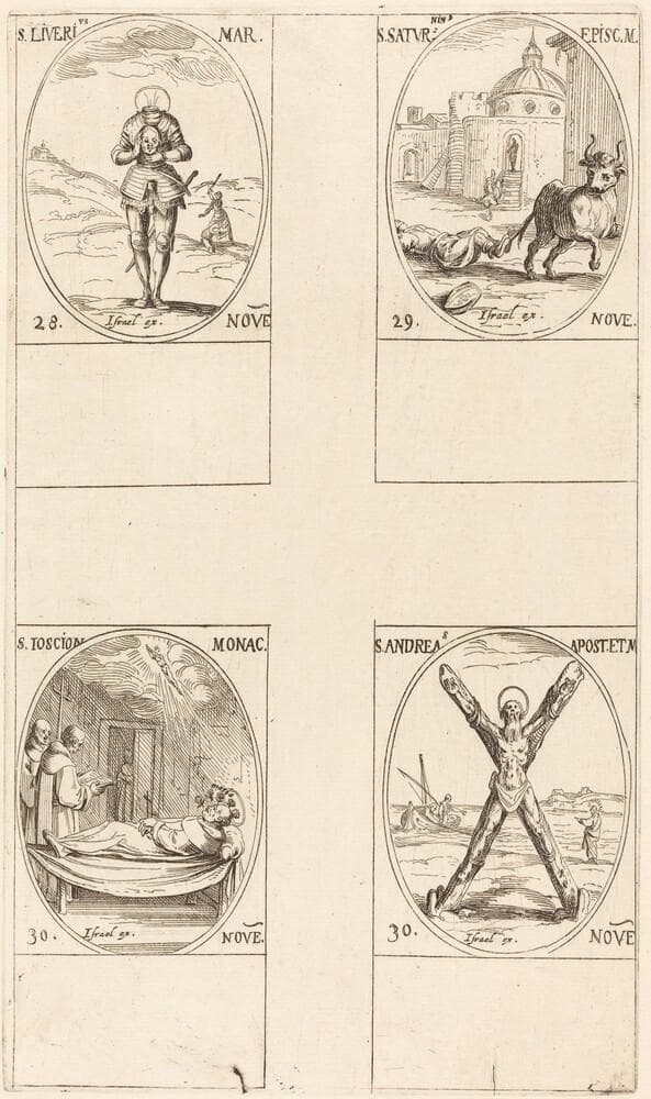St. Liverius; St. Saturninus; St. Joscion; St. Andrew — Jacques Callot