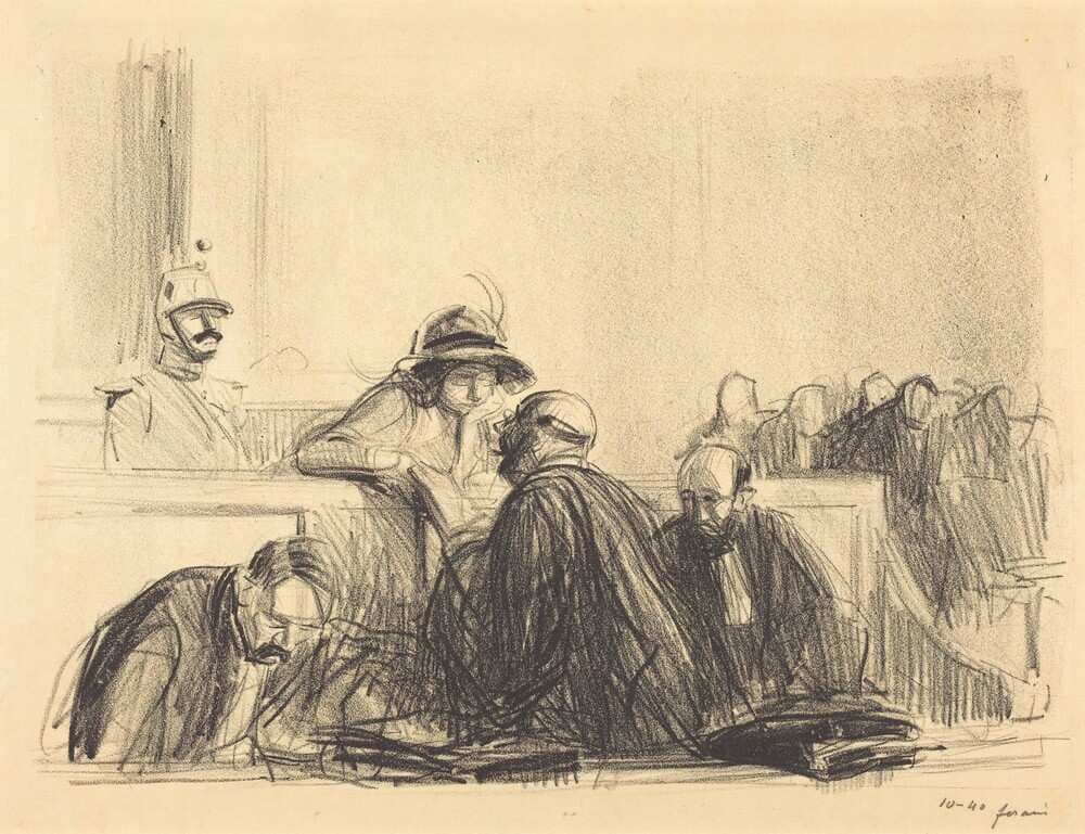 Avocat parlant à sa cliente (Lawyer Talking to His Client) — Jean-Louis Forain
