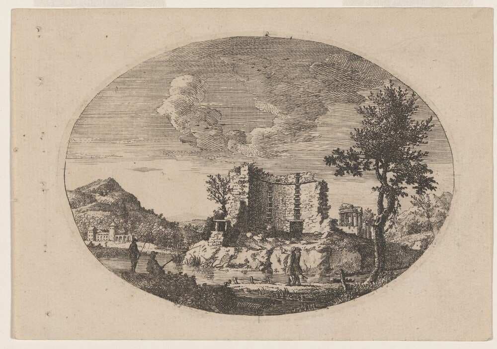 Ruined Two-Story Building with Mountains in Distance — Paul Sandby