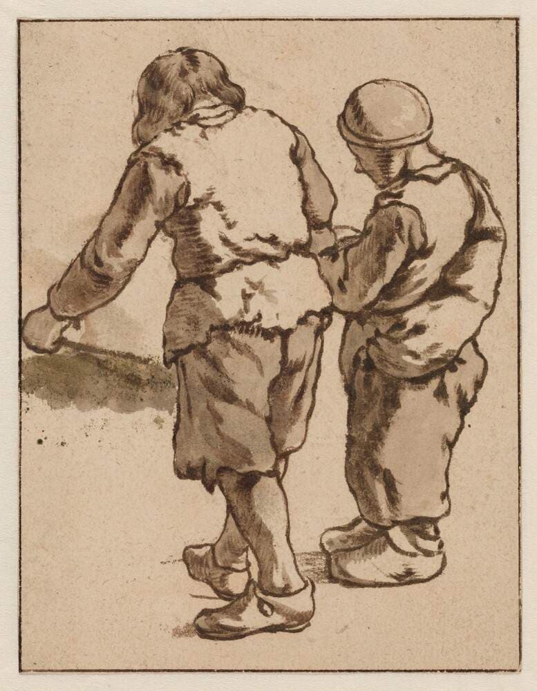 Two Boys Standing with Backs Turned — Karel Dujardin