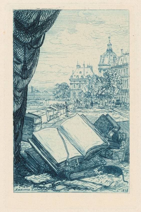 Frontispiece for "Un bouquiniste parisien : le père Lécureux" — Maxime Lalanne