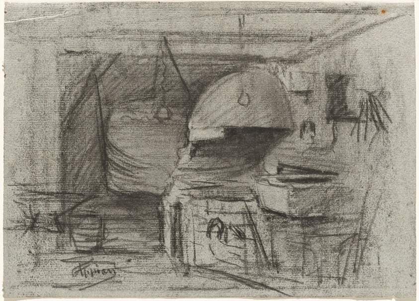 Interior of a Forge (recto) / Yard with a Pigsty (verso) — Adolphe Appian