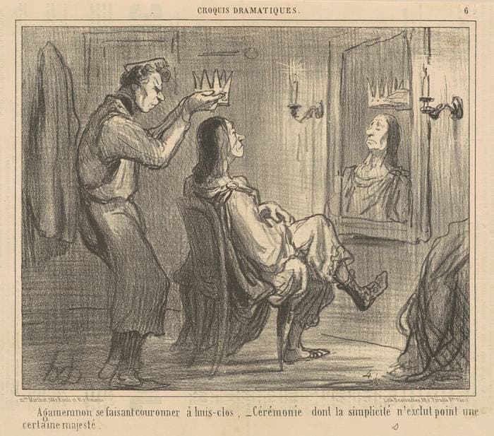 Agamemnon se fiasant couronner a huis-clos — Honoré Daumier