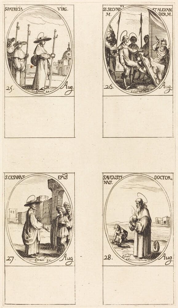 St. Patricia; Sts. Secundus and Alexander; St. Cesarius; St. Augustine — Jacques Callot