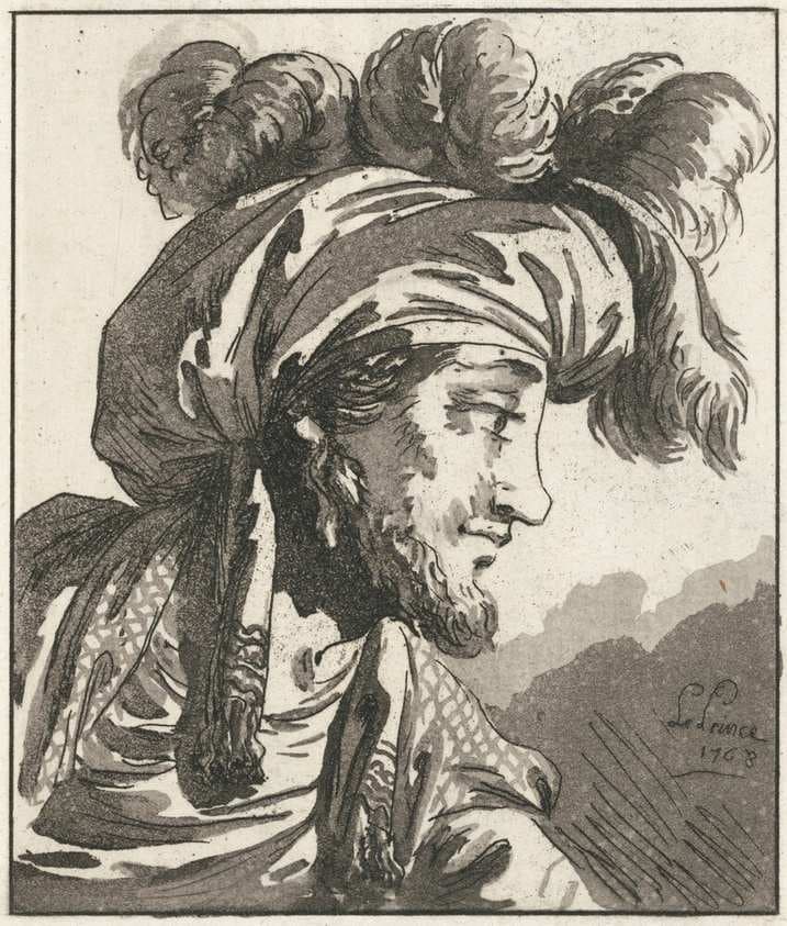Head of a Turbaned Man without a Moustache — Jean-Baptiste Le Prince