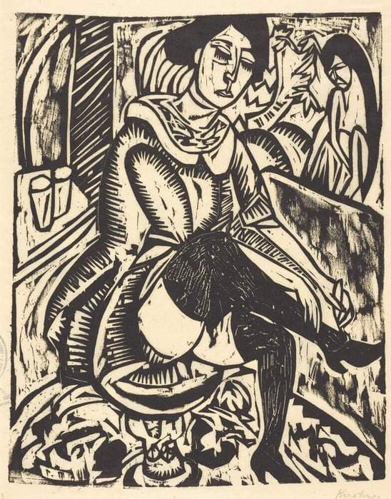 Woman Tying Her Shoe (Frau, Schuh Zuknopfend) — Ernst Ludwig Kirchner