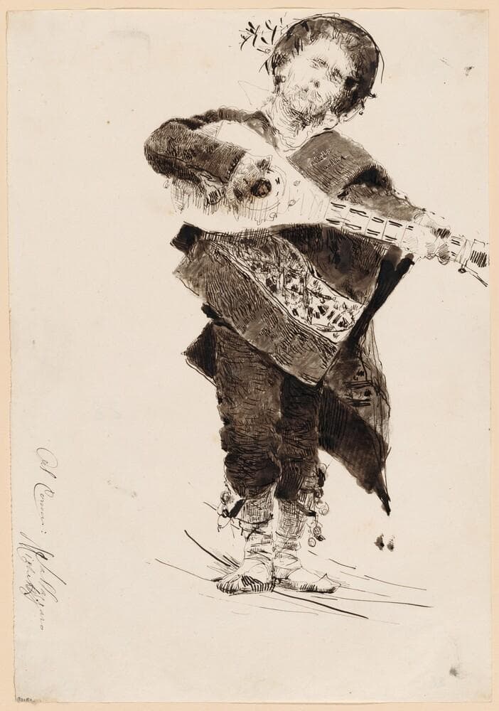 Mandolin Player in Popular Costume of Abruzzi — Francesco Paolo Michetti